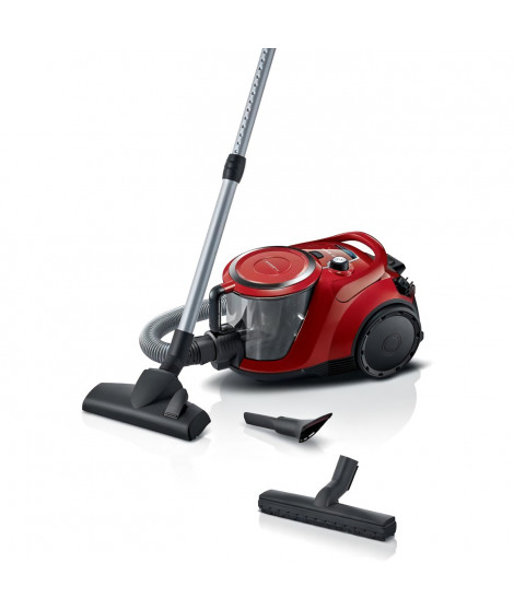 Nouveauté ! Aspirateur Traineau sans sac - BOSCH BGC41Q69  Serie 6 - 600 W - ProSilence - 70 dB - Capacité bac 2,4 L - Rouge