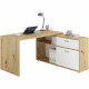 Bureau d'angle avec rangements Diego - Mélaminé chene/blanc brillant - L138 x H75 x P138 cm