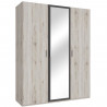 Armoire de chambre - ADRIA - Chene cendré / Gris foncé - 3 portes battantes - 1 miroir - 165,6 x 54,2 x 210,5 cm