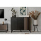 Buffet - MONZA 01B - Noir / Chene artisan - 2 portes - 4 tiroirs - 118 x 90 x 40 cm