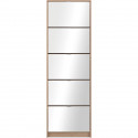 Meuble a chaussures - KOBLENZ - Chene artisan - 58 x 177 x 17 cm - 5 abattants - Facade miroir
