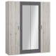 Armoire de chambre - ADRIA - Chene cendré / Gris foncé - 4 portes battantes - 2 miroirs - 177,5 x 54,2 x 210,5 cm