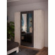 Armoire de chambre - ADRIA - Chene cendré / Gris foncé - 4 portes battantes - 2 miroirs - 177,5 x 54,2 x 210,5 cm