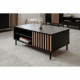 Table basse - MONZA 55A - Noir / Chene artisan - 1 porte, 2 niches - 110,5 x 47 x 67 cm