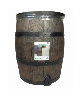 Récupérateur d'eau en forme de barrique - NATURE - En PE rotomoulé - 120 litres - Inclus accessoires