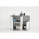 Buffet bicolore - Décor gris béton LA et blanc - 3 portes + 2 tiroirs - L120,5 x H83 x P35 cm - Fabriqué en Allemagne