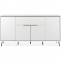 Buffet - ARONA 51B - Blanc / Chene artisan - 4 portes, 1 tiroir - 175 x 90 x 38 cm