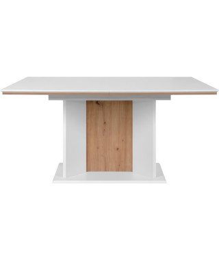 Table extensible - NOVARA - Rectangulaire - 10 personnes - 160/200 x 76 x 90 cm - Blanc / chene artisan