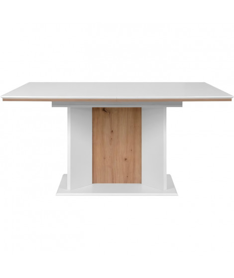 Table extensible - NOVARA - Rectangulaire - 10 personnes - 160/200 x 76 x 90 cm - Blanc / chene artisan