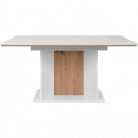Table extensible - NOVARA - Rectangulaire - 10 personnes - 160/200 x 76 x 90 cm - Blanc / chene artisan