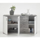 Buffet bicolore - Décor gris béton LA et blanc - 3 portes + 4 tiroirs - L160,1 x H83 x P35 cm - Fabriqué en Allemagne