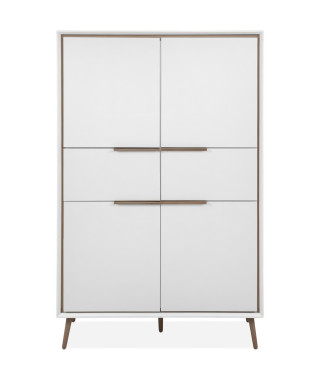 Buffet Haut - ARONA 53B - Blanc / Chene artisan - 4 portes, 2 tiroirs - 175 x 90 x 38 cm