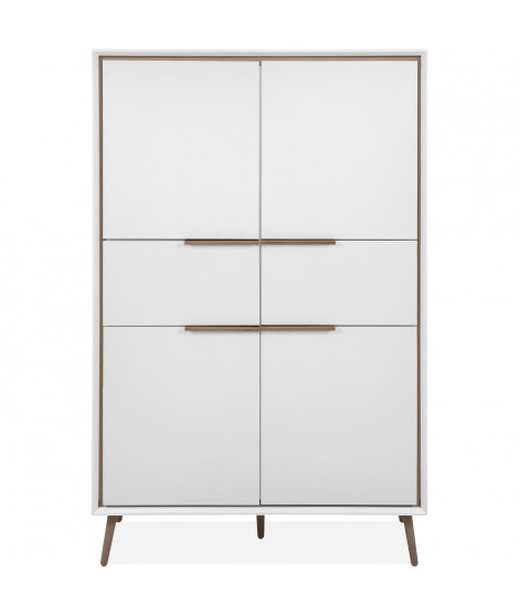 Buffet Haut - ARONA 53B - Blanc / Chene artisan - 4 portes, 2 tiroirs - 175 x 90 x 38 cm