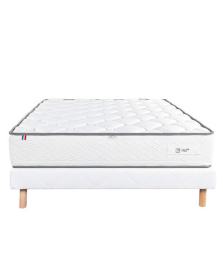 LUXURY LITERIE - Ensemble matelas + sommier - IRIS - 160 x 200 cm - Tapissier - Ferme  - Face été/hiver