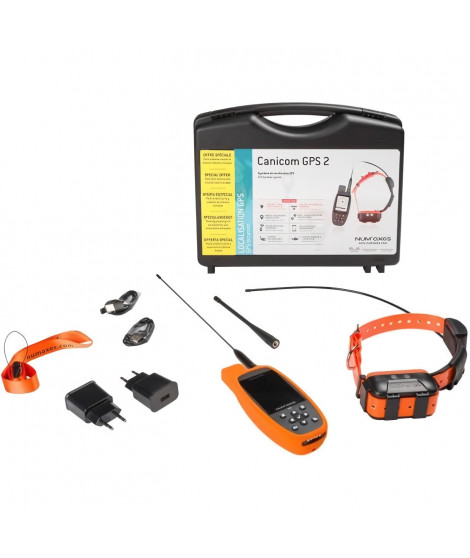 Ensemble complet traceur GPS - NUM'AXES - CANICOM GPS 2 - Noir / Orange