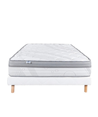 LUXURY LITERIE - Ensemble matelas + sommier - VISCOPLUS - 160 x 200 cm - Tapissier - Ferme  - Face été/hiver