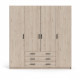 Armoire VEGA - Décor Chene Jackson - 4 portes + 3 tiroirs - L 195,5 x P 49,6 x H 200,4 cm