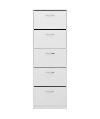 Meuble a chaussures  - Décor blanc - 5 Abattants - 10 paires - L58,5 x H168,5 x P17 cm - Fabriqué en Allemagne