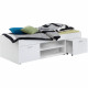 Lit combiné junior - Décor blanc - L203,5 x H58,5 x P95,5 cm - Fabriqué en Allemagne