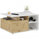 Table basse - Décor Blanc et Chene Artisan - L82 x H69,1 x P10,3 cm - Fabriqué en Allemagne