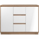 Buffet - PHoeNIX 01B - Chene artisan / Blanc HGL - 2 portes - 3 tiroirs - 117 x 88 x 40 cm