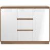 Buffet - PHoeNIX 01B - Chene artisan / Blanc HGL - 2 portes - 3 tiroirs - 117 x 88 x 40 cm
