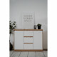 Buffet - PHoeNIX 01B - Chene artisan / Blanc HGL - 2 portes - 3 tiroirs - 117 x 88 x 40 cm