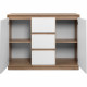 Buffet - PHoeNIX 01B - Chene artisan / Blanc HGL - 2 portes - 3 tiroirs - 117 x 88 x 40 cm