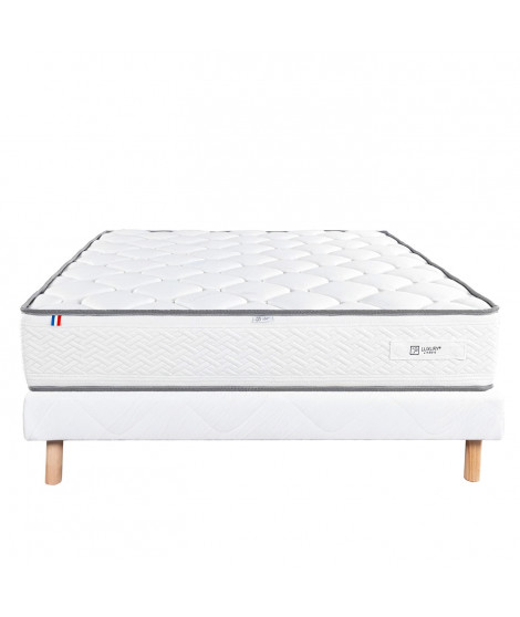 LUXURY LITERIE - Ensemble matelas + sommier - IRIS - 140 x 190 cm - Tapissier - Ferme  - Face été/hiver