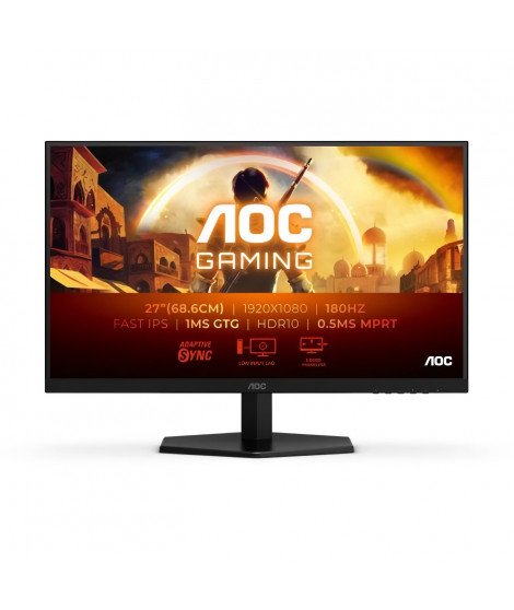 Ecran PC Gamer AOC - 27G42E - 27'' FHD - Dalle IPS - 180Hz - 0,5MS MPRT - Adaptive Sync - HDMI / DP