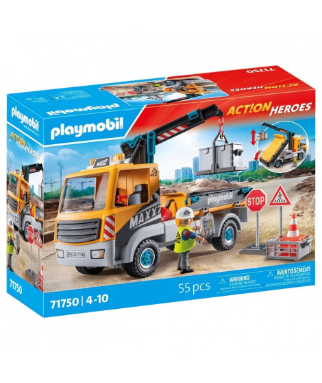 PLAYMOBIL 71750 Camion grue, ouvrier & accessoires