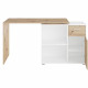 Bureau d'angle avec rangements Albrecht - Mélaminé chene et blanc - L83 x H74 x P117 cm
