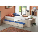 Lit gigogne pour un double couchage - Décor chene - L94,6 x H50,5 x P203 cm - Fabriqué en Allemagne