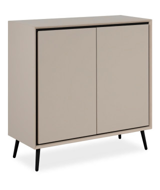 Buffet - ARONA 01A - Beige / Noir - 2 portes - 90 x 90 x 38 cm