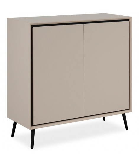 Buffet - ARONA 01A - Beige / Noir - 2 portes - 90 x 90 x 38 cm