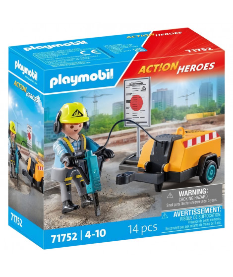 PLAYMOBIL 71752 Ouvrier marteau-piqueur et signalisation