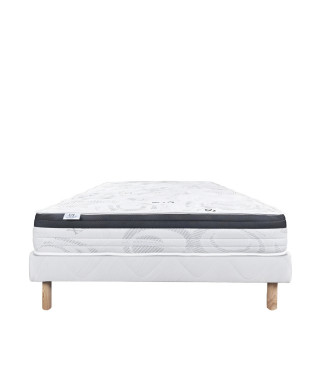 LUXURY LITERIE - Ensemble matelas + sommier - SLEEPLUX - 140 x 190 cm - Tapissier - Ferme  - Face été/hiver