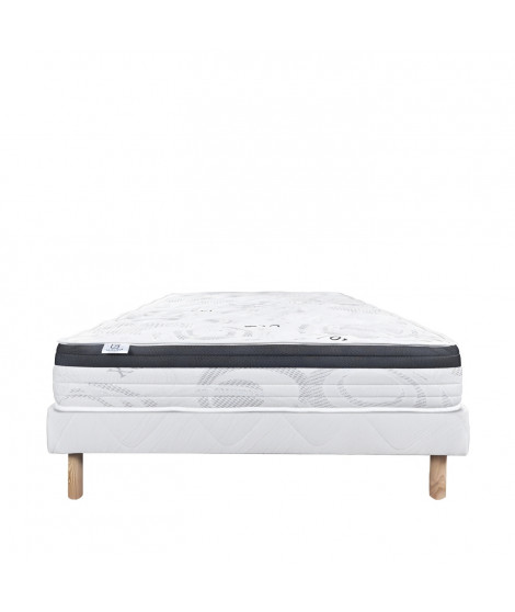 LUXURY LITERIE - Ensemble matelas + sommier - SLEEPLUX - 140 x 190 cm - Tapissier - Ferme  - Face été/hiver