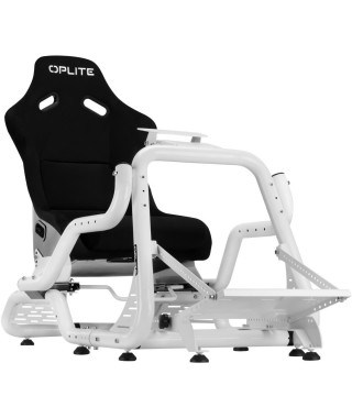 Cockpit de simulation - OPLITE - GTR S8 Infinity Force - Acier carbone - Blanc - Simracing haute performance