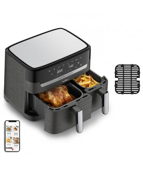 MOULINEX Dual Easy Fry & Grill Friteuse sans huile et gril, Capacité 8,3 L, 2 tiroirs, 8 programmes, air fryer YY5637FB