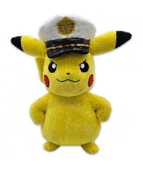 Peluche Capitaine Pikachu 20 cm - BANDAI - Pokémon - 2 ans et +