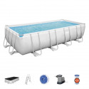 Kit Piscine hors-sol tubulaire BESTWAY - Power Steel - 549 x 274 x 122 cm - Rectangulaire (Filtre a cartouche, échelle, bâche)