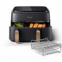 Friteuse sans huile - PHILIPS - NA352/04 - 9L - Double panier - Écran tactile + Accessoires - Noir