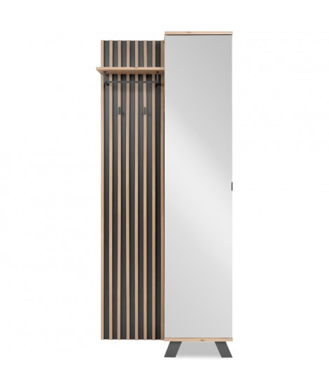 Vestiaire avec miroir - MEDAN 42A - Anthracite / Chene artisan - 80 x 190 x 37 cm