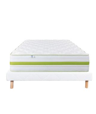 LUXURY LITERIE - Ensemble matelas + sommier - ReVERIE - 140 x 190 cm - Tapissier - Ferme  - Face été/hiver