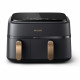 Friteuse sans huile - PHILIPS - NA352/04 - 9L - Double panier - Écran tactile + Accessoires - Noir