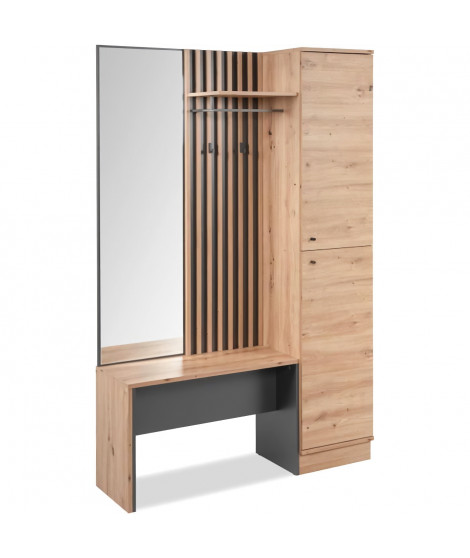 Vestiaire avec miroir - MEDAN 42B - Anthracite / Chene artisan - 122 x 190 x 37 cm