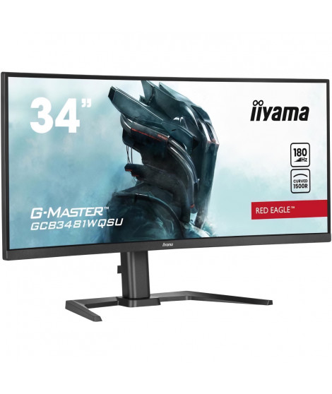 Écran PC - IIYAMA - GCB3481WQSU-B1 - 34 UWQHD - VA - 180Hz - 0,3ms - Incurvé 1500R - Noir
