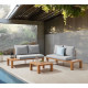 Salon de jardin canapé d'angle - Aluminium effet bois - 4 personnes - Gris perle