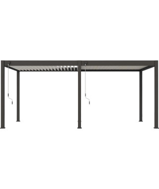 Pergola - Aluminium - OMBREA - Bioclimatique - Anthracite et lames blanches - 3x6 m